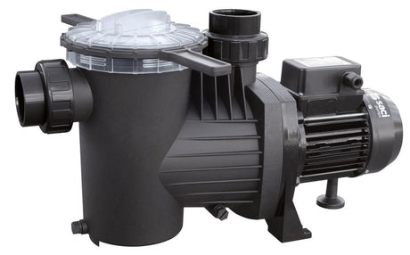 Pompa piscina Saci Optima monofase, corpo nero, per ricircolo e filtraggio acqua.