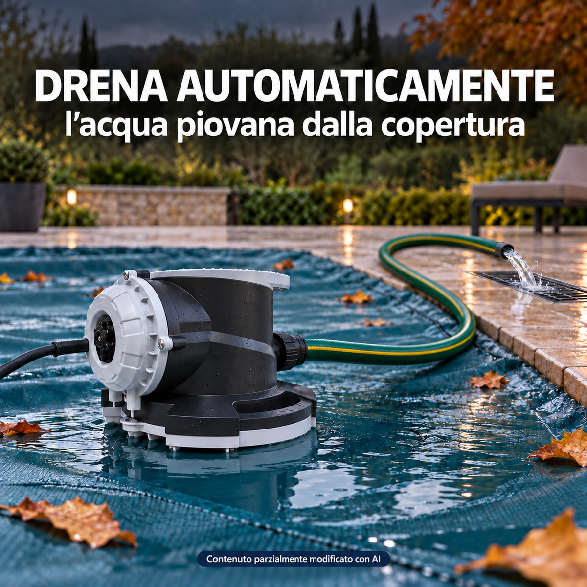 ElettroPompa Automatica Sommergibile Glong Cover 2 in 1 Svuota Telo Copertura Invernale per Piscina da Acqua Piovana - Anti Ribaltamento