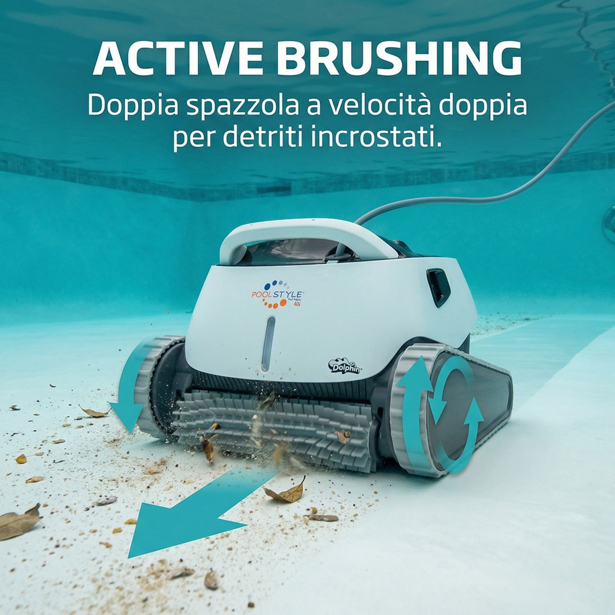 Dolphin Poolstyle 40i IoT Wi-Fi APP MyDolphin Plus Bluetooth Timer Digital - Robot Piscina Elettrico fino a 12 Mt - FONDO + PARETI + LINEA - MY2026