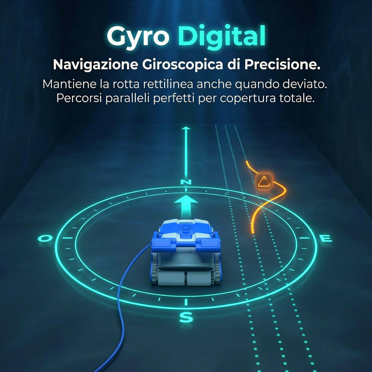 Dolphin ZEFIRO SF50 Gyro Digital - Robot Elettrico Pulitore per Piscina fino a 15 Mt - TOP GAMMA per Rivestimento in Ceramica Cemento Verniciato Vetroresina & PVC con Gradino Perimetrale - MY2026
