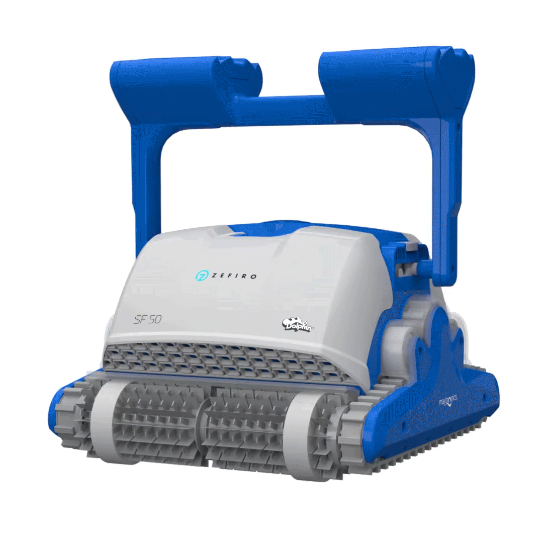 Dolphin ZEFIRO SF50 Gyro Digital - Robot Elettrico Pulitore per Piscina fino a 15 Mt - TOP GAMMA per Rivestimento in Ceramica Cemento Verniciato Vetroresina & PVC con Gradino Perimetrale - MY2026 - Vista 3D
