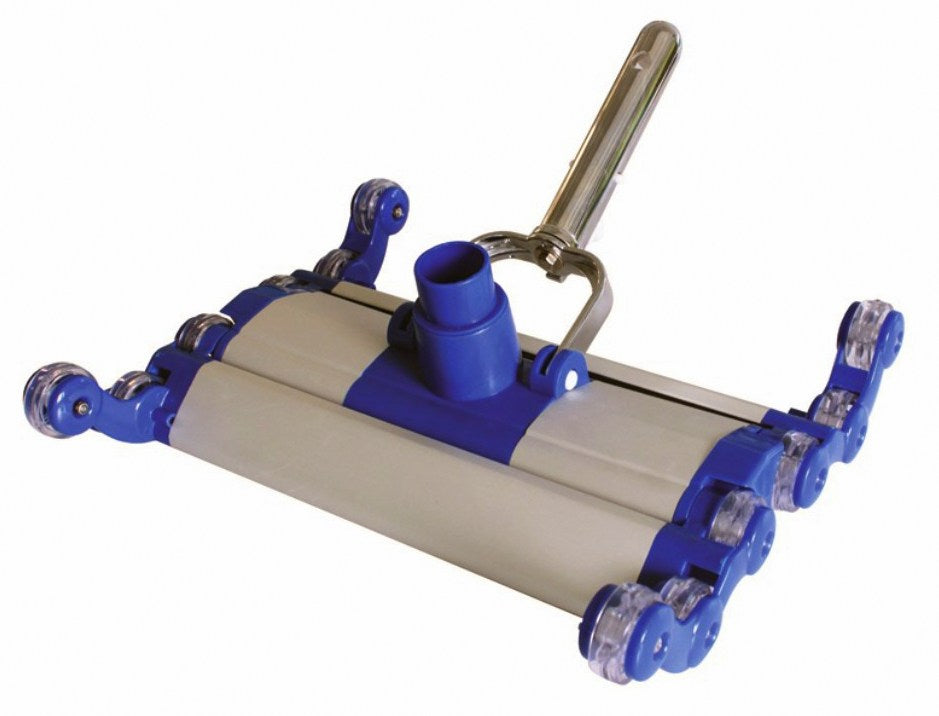 Aspirafango piscina Linea Super Pro, blu e grigio, con ruote e attacco per manico.