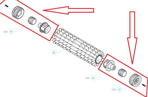 Puleggia posteriore di trazione per robot piscina, schema di montaggio dettagliato.