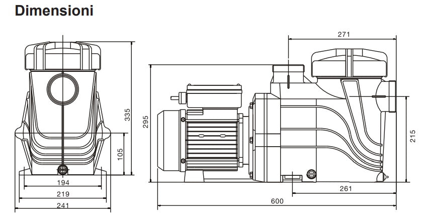 Pompa Piscina a Velocità Variabile per Ricircolo e Filtraggio Acqua Davey Starflo VSD - Monofase - 1,5 / 3 HP - 16 / 27 M3/H