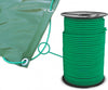 Bobina di corda verde con telo di copertura piscina invernale, occhielli metallici visibili.