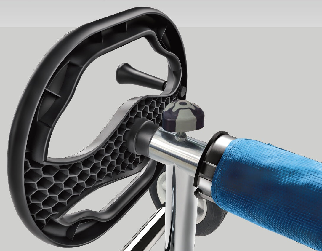 Rullo avvolgitore telescopico Kokido KALU con manovella e telo blu per piscine fino a 10 metri.