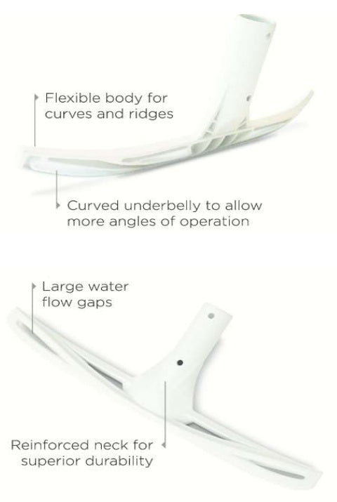 Spazzola in microfibra Aqua Fingers con attacco a baionetta, corpo flessibile e ampi spazi per flusso d'acqua.