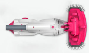 Aspiratore BWT PK GIANT con doppia filtrazione, vista dall'alto, colori bianco e rosa.