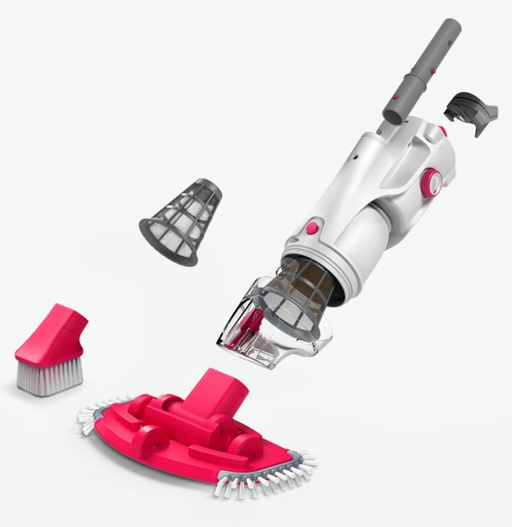 Aspiratore BWT PK GIANT con accessori e filtri smontati, per pulizia piscina e SPA.