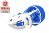 Acquascooter Yamaha EXPLORER bianco e blu, propulsore subacqueo con griglia protettiva.