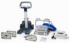 Robot piscina Dolphin Zenit 20i con cavo, filtri, carrello e alimentatore su sfondo bianco.