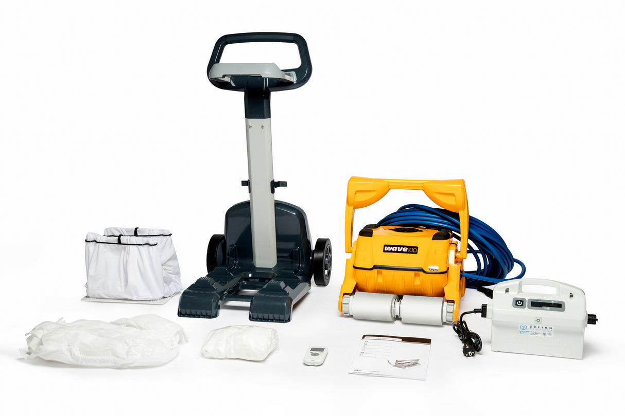 Dolphin Wave 100 Gyro Digital con Radiocomando - Robot Piscina Elettrico fino 25 Mt per Rivestimento in Ceramica Cemento Verniciato Vetroresina & PVC con Gradino Perimetrale - Novità