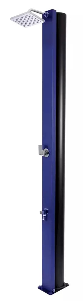Doccia Solare per Piscina in Acciaio Inox CRM Blu / Marrone con Miscelatore + Lavapiedi - Capienza Lt. 30