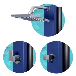 Doccia Solare per Piscina in Acciaio Inox CRM Blu / Marrone con Miscelatore + Lavapiedi - Capienza Lt. 30