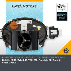 Box motore con centralina per robot piscina Dolphin, compatibile con vari modelli.