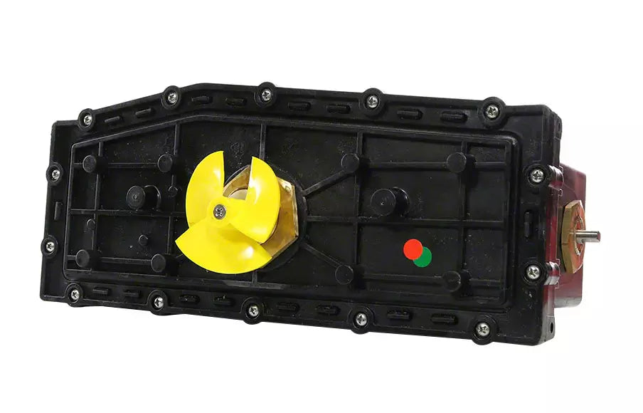 Box motore con centralina per robot piscina Dolphin Flipper 3.0, colore nero e giallo.