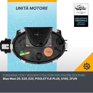 Box motore con centralina per robot piscina Maytronics Dolphin, compatibile con vari modelli.