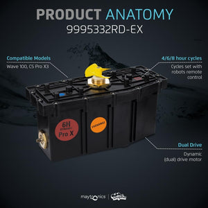 Box motore con centralina per robot piscina Maytronics Dolphin Dynamic Pro X2, modello 9995332RD-EX.