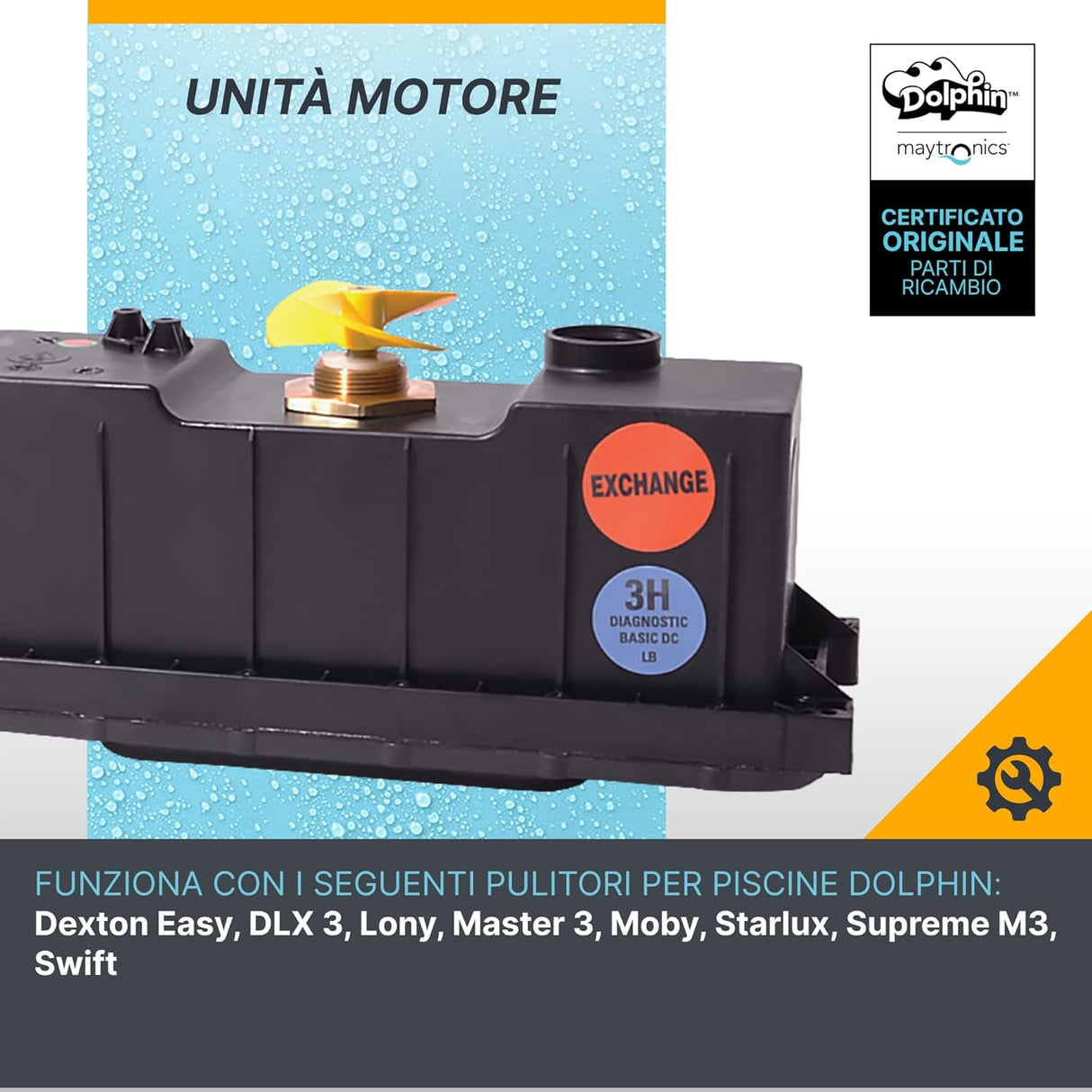 Box motore con centralina per robot piscina Maytronics Dolphin, modello compatibile con Swift e altri.