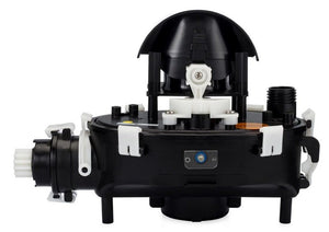 Box motore nero con centralina per robot piscina Maytronics Dolphin, vista laterale.