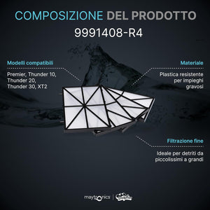 Cartucce filtro 100 micron per robot piscina, compatibili con modelli Maytronics Dolphin e Thunder.