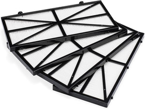 Cartucce filtro 50 micron per robot piscina Maytronics Dolphin, set di quattro, su sfondo bianco.