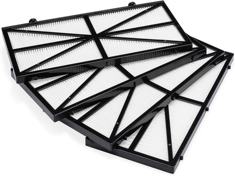 Cartucce filtro 50 micron per robot piscina Maytronics Dolphin, set di quattro, su sfondo bianco.