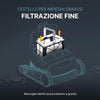 Cestello filtro 100 micron per robot piscina, illustrazione con frecce di estrazione.
