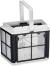Cestello filtro con cartucce 100 micron per robot piscina Maytronics Dolphin, struttura bianca e nera.