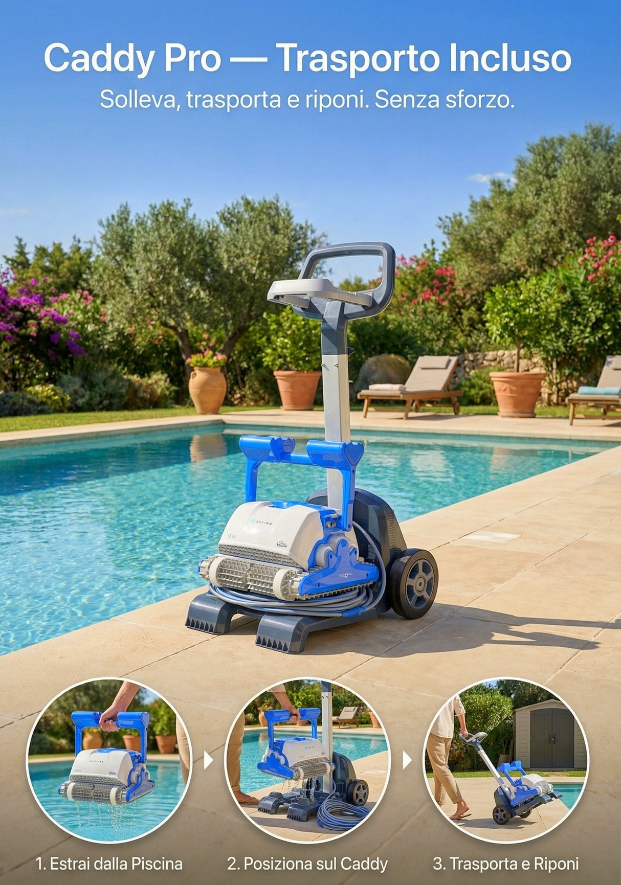 Dolphin ZEFIRO SF60i IoT Wi-Fi Bluetooth Smart Active Timer Gyro Digital - Robot Elettrico Pulitore per Piscina fino a 15 Mt - APP MyDolphin Plus - TOP GAMMA - MY2026
