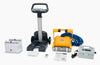 Dolphin Dynamic Pro X2 con accessori: radiocomando, cavo blu, carrello, alimentatore e manuale.