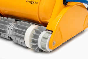 Dolphin Dynamic Pro X2 Gyro Digital, dettaglio spazzole grigie e struttura gialla.