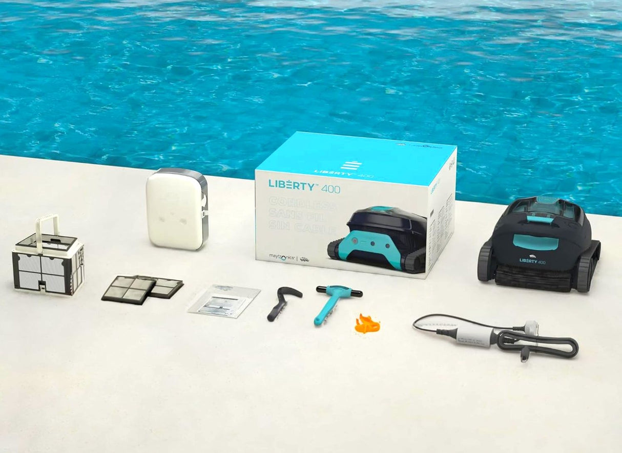 Dolphin Liberty 400i Timer Full Eco Senza Fili Cordless - Bluetooth - MyDolphin APP con Clicker - Robot Pulitore Piscina a Batteria fino a 10 Mt - FONDO + PARETI + LINEA - MY2026