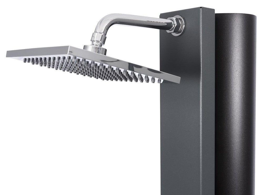 Doccia Solare per Piscina in Acciaio Inox AISI 304 CRM WaterMix Black Nera con LavaPiedi & Miscelatore - Capienza Lt. 30