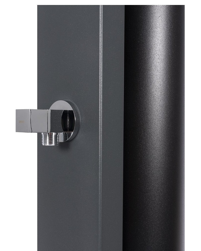 Doccia Solare per Piscina in Acciaio Inox AISI 304 CRM WaterMix Black Nera con LavaPiedi & Miscelatore - Capienza Lt. 30