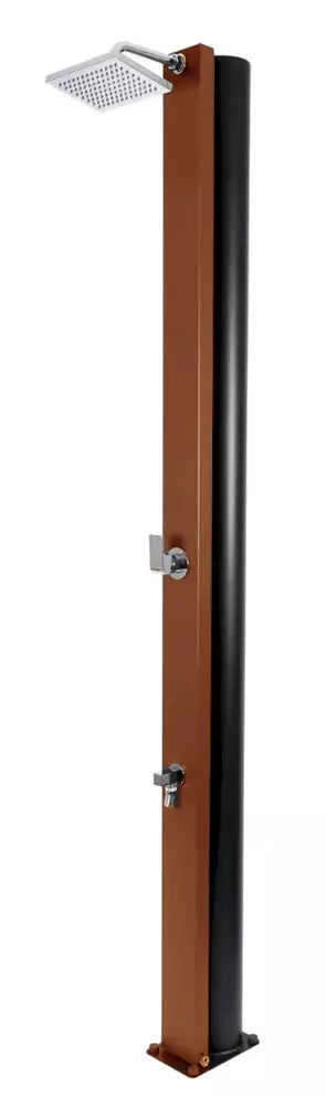 Doccia Solare per Piscina in Acciaio Inox CRM Blu / Marrone con Miscelatore + Lavapiedi - Capienza Lt. 30