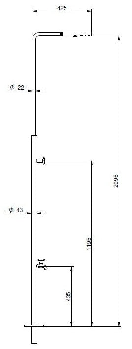 Doccia Piscina in Acciaio Inox AISI 304L Lucido Flexinox Coral ECO con Lavapiedi