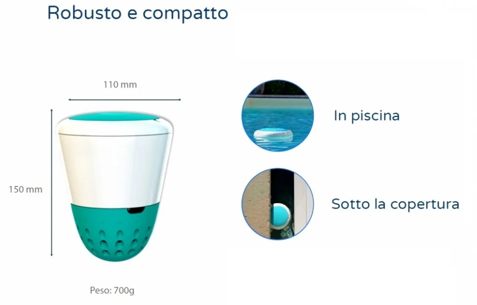 Isolotto Tecnologico Ondilo ICO V2 Essential+ Rilevatore Parametri Ph + Cloro + Bromo o Sale + Temperatura Acqua Piscina Tramite Bluetooth & WiFi - Intelligenza Artificiale - MY2026