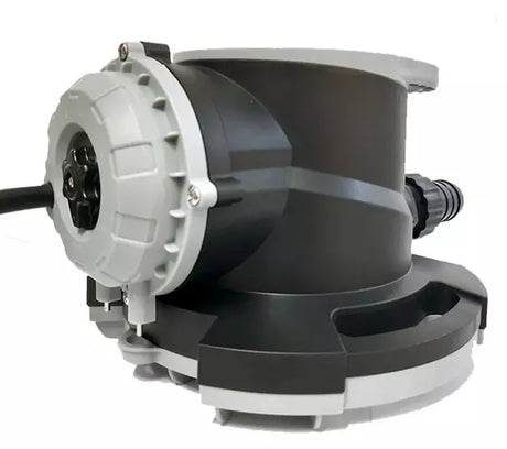 Elettropompa automatica Glong per svuotare teli copertura piscina, design compatto e anti ribaltamento.