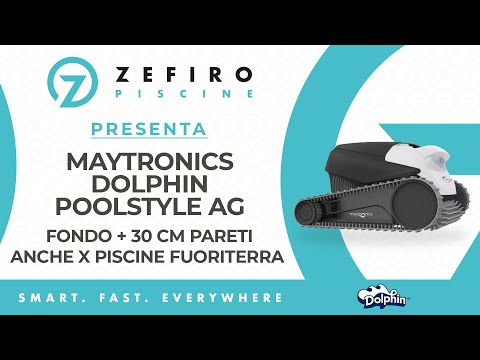 Video Dolphin PoolStyle AG Digital - Robot Elettrico Pulitore per Piscina Interrata & Fuoriterra fino a 8 Mt - FONDO + 30 CM PARETI - MY2024