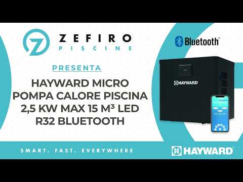 Hayward Micro Pompa di Calore 2,5 Kw ad Alto Rendimento per Piscine Fuoriterra Max 15 M³ - Controller LED - Refrigerante R32 - Bluetooth - HP2021DT3C
