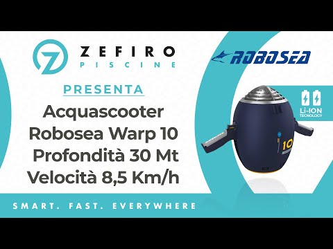 Video Acquascooter Seascooter Robosea Warp 10 Carbon Lithium Batteria al Litio - Propulsore Subacqueo Ultra Compatto - Km/h 8,5 - 3 Marce - Profondità Mt 30 - Watt 700