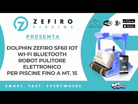 Video Dolphin ZEFIRO SF60i IoT Wi-Fi Bluetooth Smart Active Timer Gyro Digital - Robot Elettrico Pulitore per Piscina fino a 15 Mt