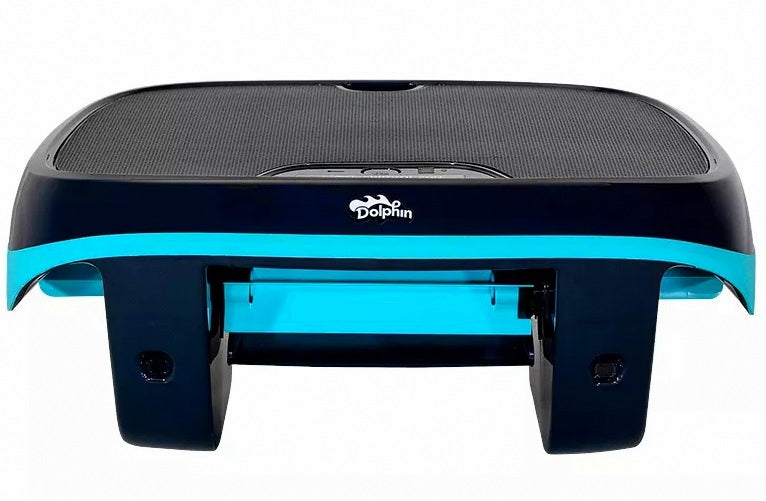 Dolphin Skimmi 300, robot piscina nero e blu, per pulizia superficie, con sensori e alimentazione solare.