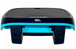 Dolphin Skimmi 300, robot piscina nero e blu, per pulizia superficie, con sensori e alimentazione solare.
