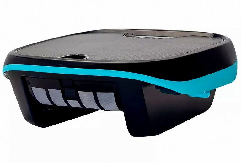 Robot piscina Dolphin Skimmi 300, design compatto, nero e blu, per pulizia superficie fino a 20 metri.