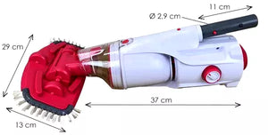 Aspiratore BWT PK GIANT con doppia filtrazione, spazzole rosse e misure dettagliate.