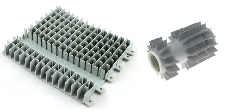 Spazzola posteriore PVC corta combinata per robot piscina Dolphin, anelli grigi visibili.