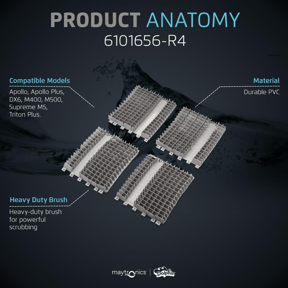 Spazzola posteriore PVC corta per robot piscina Maytronics Dolphin, modelli Zenit 55-70 e altri.