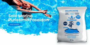Sale Piscina Poseidon Granulare Marino Puro al 99% a Rapida Dissoluzione - Specifico per Piscine con Sistema di Disinfezione ad Elettrolisi - Conforme alla Normativa EN 16401 - Qualità A - Sacco Kg. 25